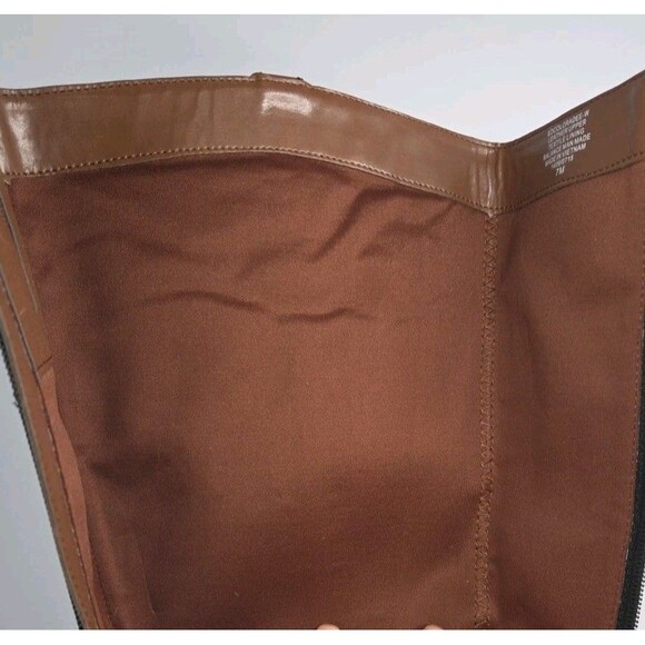 Bandolini Black Leather Riding Boots Zip Closure Brown Leather Accents Sz 7 M - Picture 12 of 15